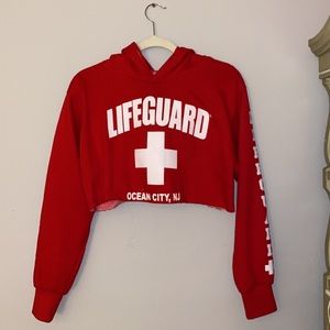 cropped life guard hoodie